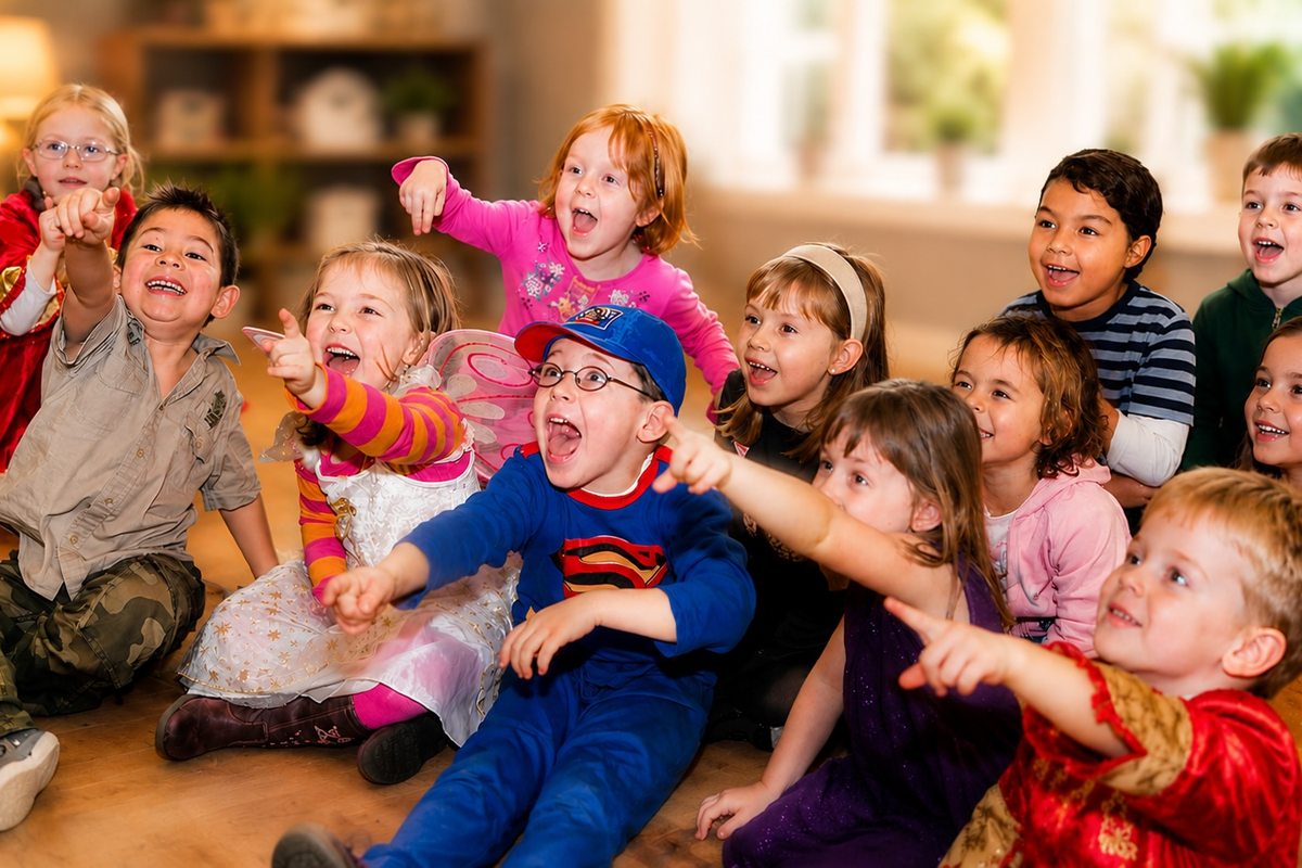 Children laughing at Marli's Marvellous Magic Show in Kent